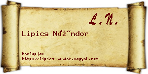 Lipics Nándor névjegykártya